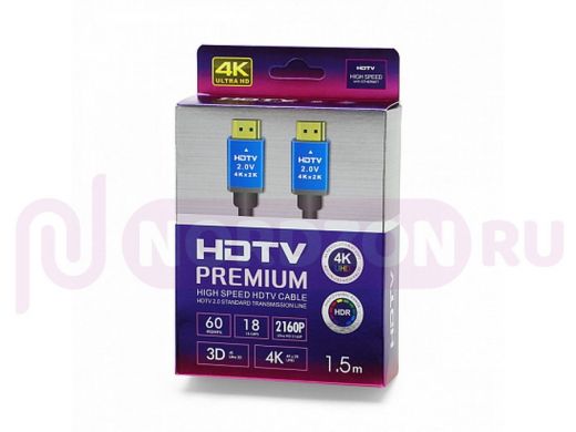 Кабель HDMI (m) - HDMI (m), 150см, Premium 4K, чёрный
