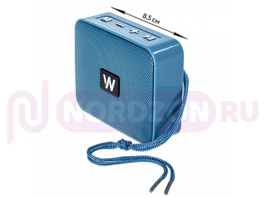 Колонка Walker WSP-100, Bluetooth, 5Wx1, microSD, USB, AUX, FM, голубая
