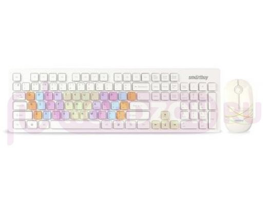Комплект беспроводной клавиатура + мышь Smartbuy SBC-218346AG-W, белый, цветные клавиши