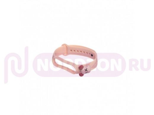 Ремешок для MI Band 5/6, силиконовый, розовый, мультяшный