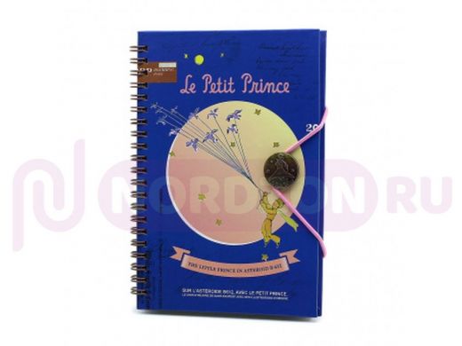 Блокнот NBP051 Le Petit Prince на кольцах с резинкой, 130*192мм, синий