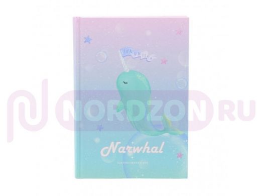 Ежедневник Narwhal твердая обложка №2101 130*185мм, розово-зелёный