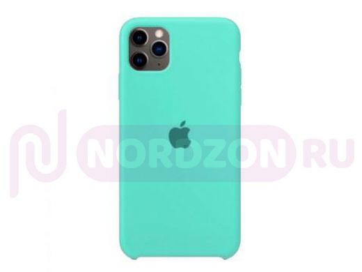 Чехол iPhone 11 Pro Max, Silicone case, бирюзовый, лого