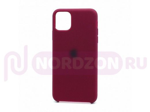 Чехол iPhone 11 Pro Max, Silicone case, бордо, лого, 052