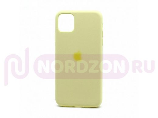 Чехол iPhone 11 Pro Max, Silicone case, жёлтый светлый, защита полная, лого, 051