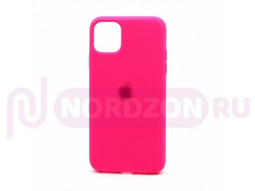 Чехол iPhone 11 Pro Max, Silicone case, защита полная, лого, 040, ярко розовы