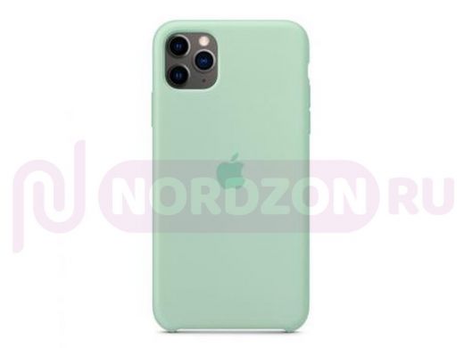Чехол iPhone 11 Pro Max, Silicone case, мятный, лого
