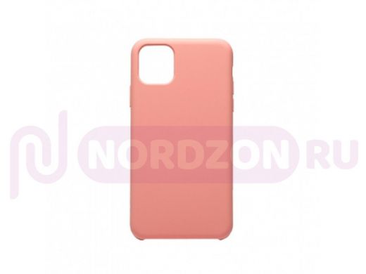 Чехол iPhone 11 Pro Max, Silicone case, розовый бледный, лого