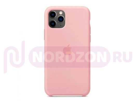 Чехол iPhone 11 Pro Max, Silicone case, розовый светлый, лого
