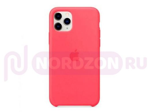 Чехол iPhone 11 Pro Max, Silicone case, розовый, лого