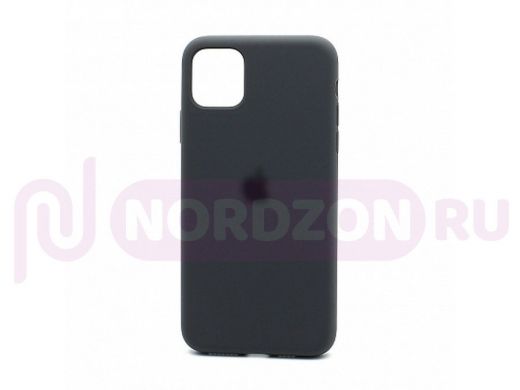 Чехол iPhone 11 Pro Max, Silicone case, серый графит, защита полная, лого, 015