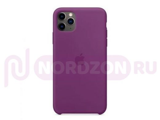 Чехол iPhone 11 Pro Max, Silicone case, фиолетовый баклажановый, лого