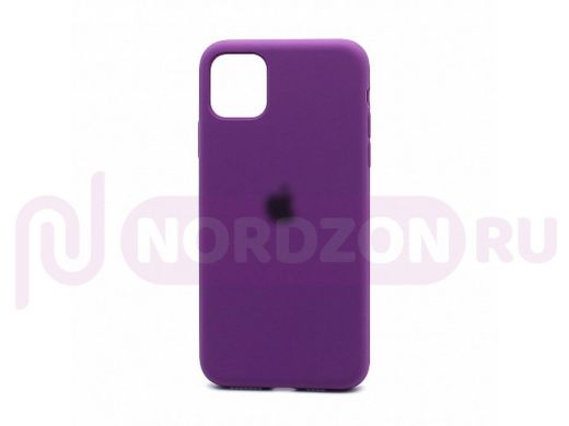 Чехол iPhone 11 Pro Max, Silicone case, фиолетовый, защита полная, лого, 030