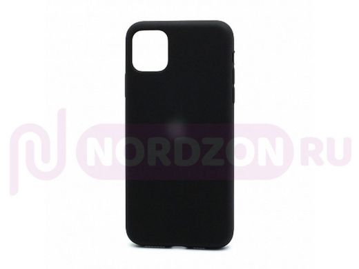 Чехол iPhone 11 Pro Max, Silicone case, чёрный, защита полная, лого, 018