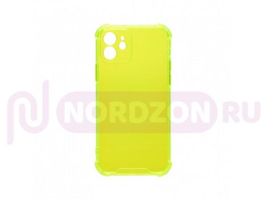 Чехол iPhone 12, силикон, противоударный, защита камеры, зелёный лимон