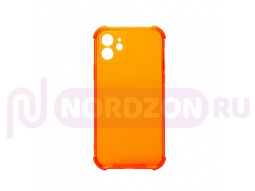 Чехол iPhone 12, силикон, противоударный, защита камеры, оранжевый