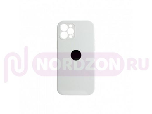 Чехол iPhone 12 Pro, Silicone case, белый, защита камеры, лого