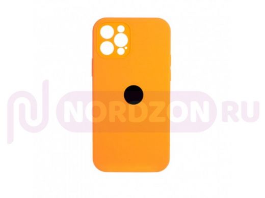 Чехол iPhone 12 Pro, Silicone case, морковный, защита камеры, лого