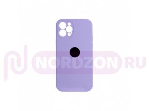 Чехол iPhone 12 Pro, Silicone case, сиреневый, защита камеры, лого