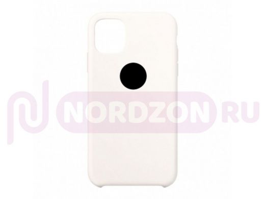 Чехол iPhone 12/12 Pro, Silicone case, белый, защита полная, лого