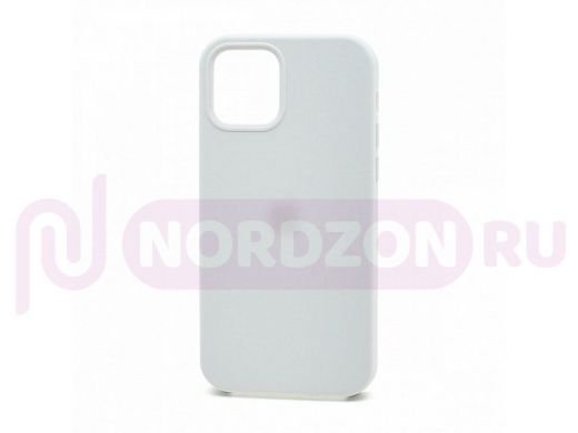 Чехол iPhone 12/12 Pro, Silicone case, белый, лого, 009