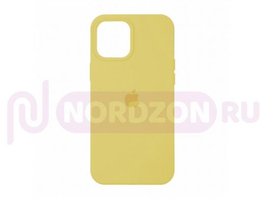 Чехол iPhone 12/12 Pro, Silicone case, жёлтый манго, защита полная, лого