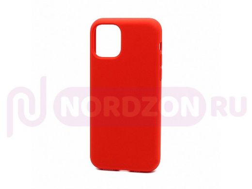 Чехол iPhone 12/12 Pro, Silicone case, красный, защита полная, 014