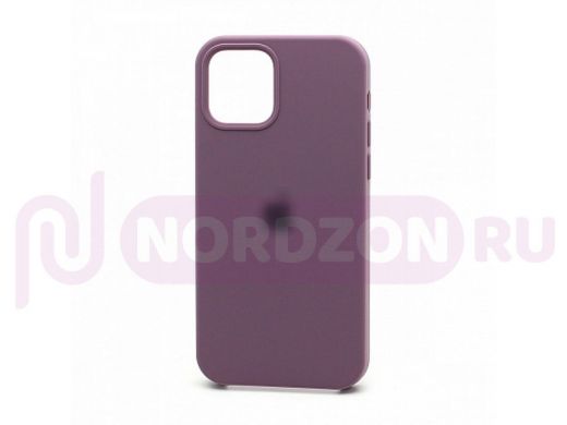 Чехол iPhone 12/12 Pro, Silicone case, розовый, лого, 062