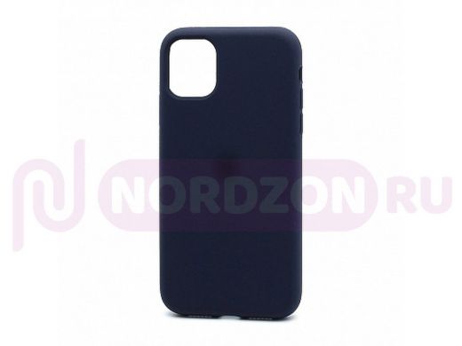 Чехол iPhone 12/12 Pro, Silicone case, синий тёмный, лого, 008