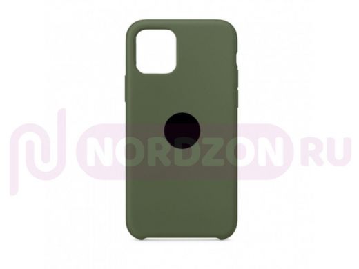 Чехол iPhone 12/12 Pro, Silicone case, хаки, защита полная, лого