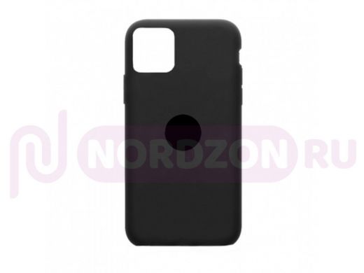 Чехол iPhone 12/12 Pro, Silicone case, чёрный, защита полная, лого