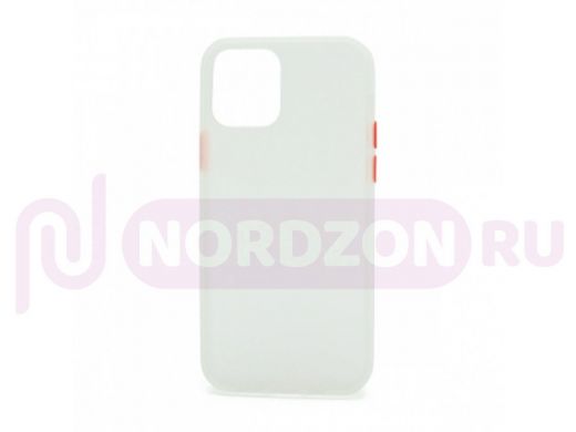 Чехол iPhone 12/12 Pro, пластик, силикон, Shockproof Lite, бело-красный