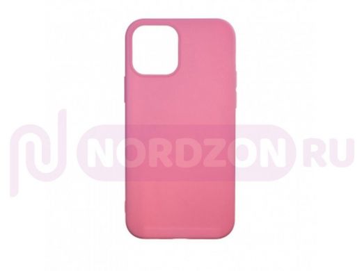 Чехол iPhone 12/12 Pro, силикон, матовый, с высокими бортами, розовый