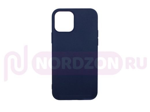 Чехол iPhone 12/12 Pro, силикон, матовый, с высокими бортами, синий