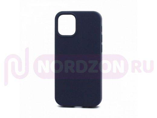 Чехол iPhone 12 mini, Silicone case, синий тёмный, защита полная, 008
