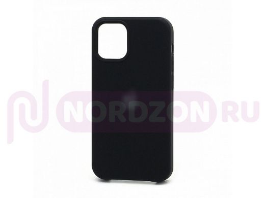 Чехол iPhone 12 mini, Silicone case, чёрный, лого, 018