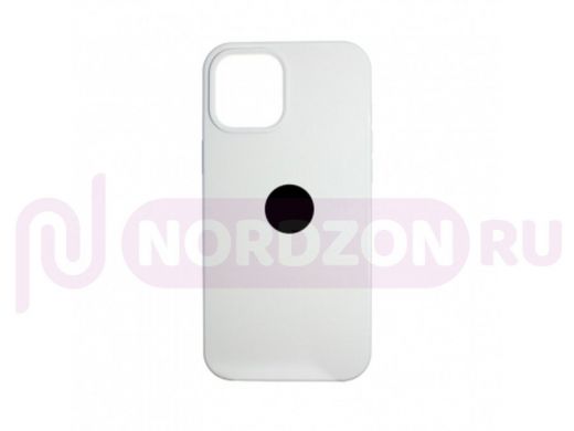 Чехол iPhone 12 Pro Max, Silicone case, белый, лого