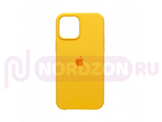 Чехол iPhone 12 Pro Max, Silicone case, жёлтый, лого
