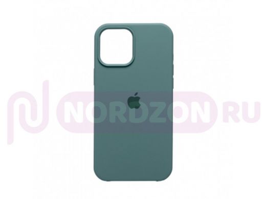 Чехол iPhone 12 Pro Max, Silicone case, зелёный морской, лого