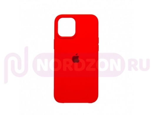 Чехол iPhone 12 Pro Max, Silicone case, красный, лого