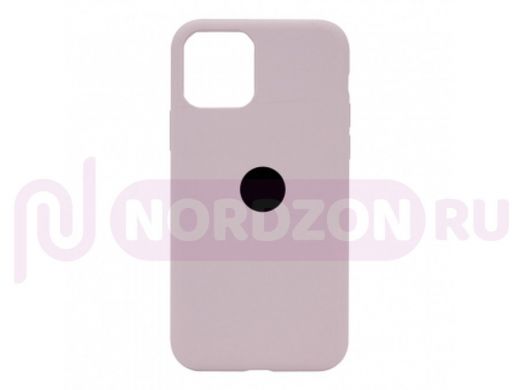 Чехол iPhone 12 Pro Max, Silicone case, пепельный, защита полная, лого