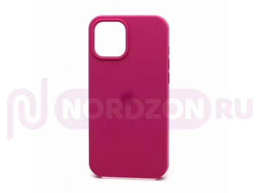 Чехол iPhone 12 Pro Max, Silicone case, розовый тёмный, лого, 054
