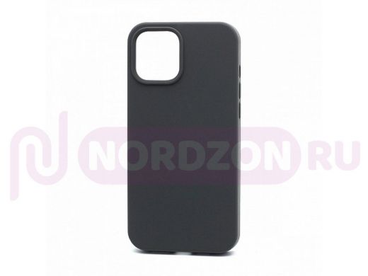 Чехол iPhone 12 Pro Max, Silicone case, серый графит, защита полная, 015