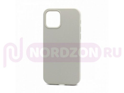 Чехол iPhone 12 Pro Max, Silicone case, серый светлый, защита полная, 010