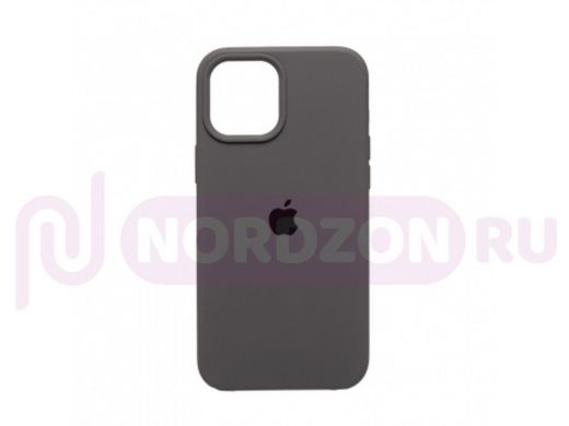 Чехол iPhone 12 Pro Max, Silicone case, серый, лого