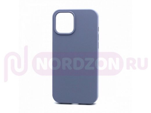 Чехол iPhone 12 Pro Max, Silicone case, синий, защита полная, 046