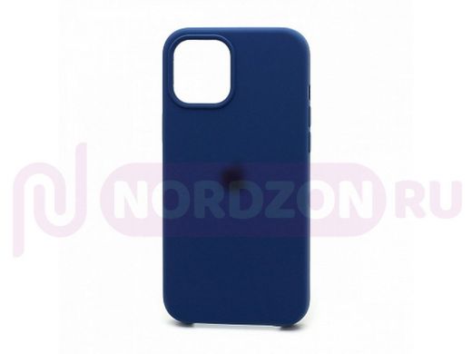 Чехол iPhone 12 Pro Max, Silicone case, синий, лого, 020