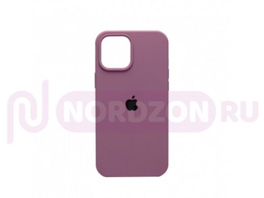 Чехол iPhone 12 Pro Max, Silicone case, сиреневый бледный, лого