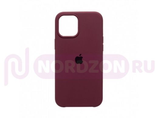 Чехол iPhone 12 Pro Max, Silicone case, фиолетовый баклажановый, лого
