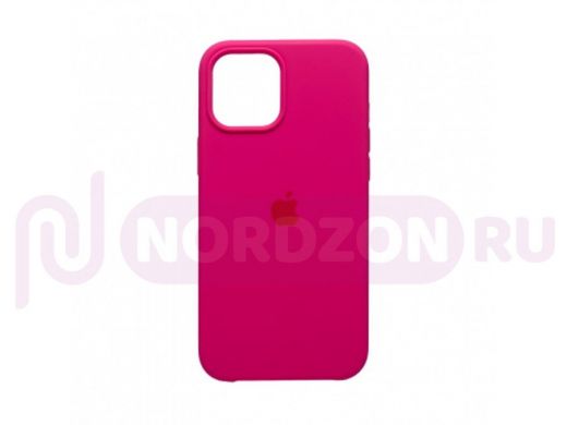 Чехол iPhone 12 Pro Max, Silicone case, фуксия, лого
